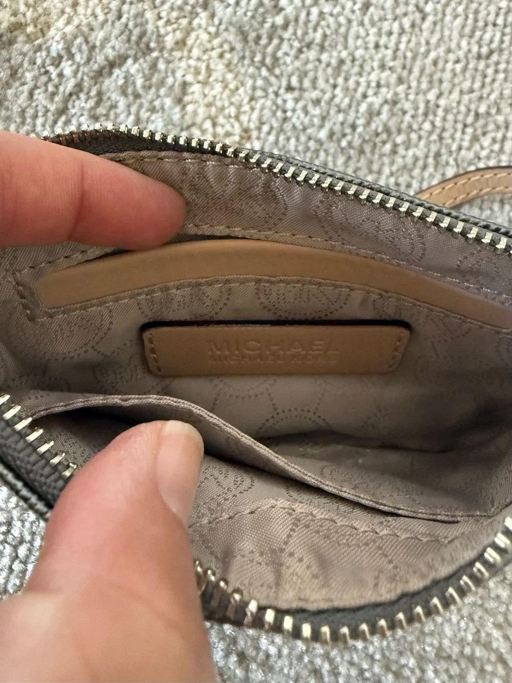 Michael Kors Gray/Black Signature Wristlet Gold Plaque